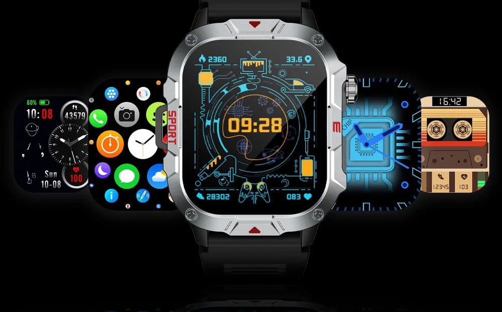 Selection of digital and analogue screen designs for the Smart Watch Pro